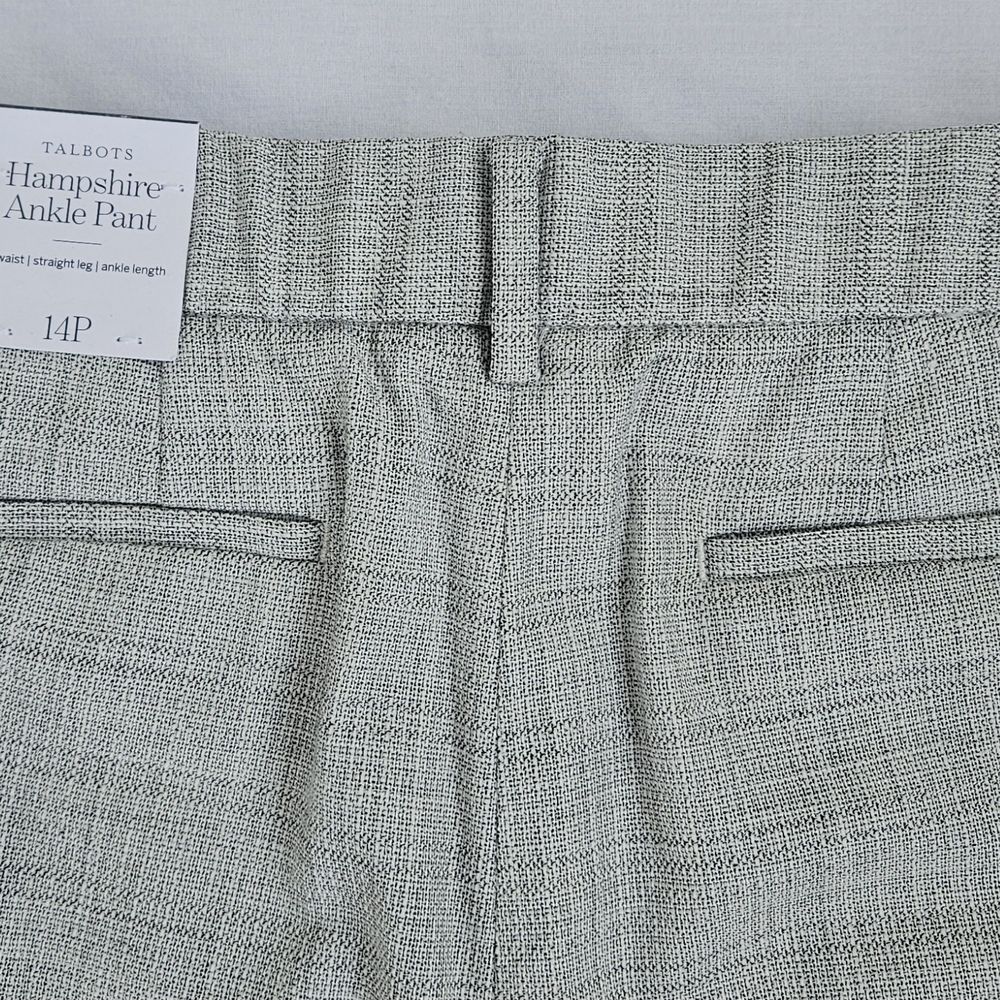 Talbots Hampshire Ankle Pants 14P NWT Gray Tweed Straight Leg Career Office Peti - Picture 10 of 15